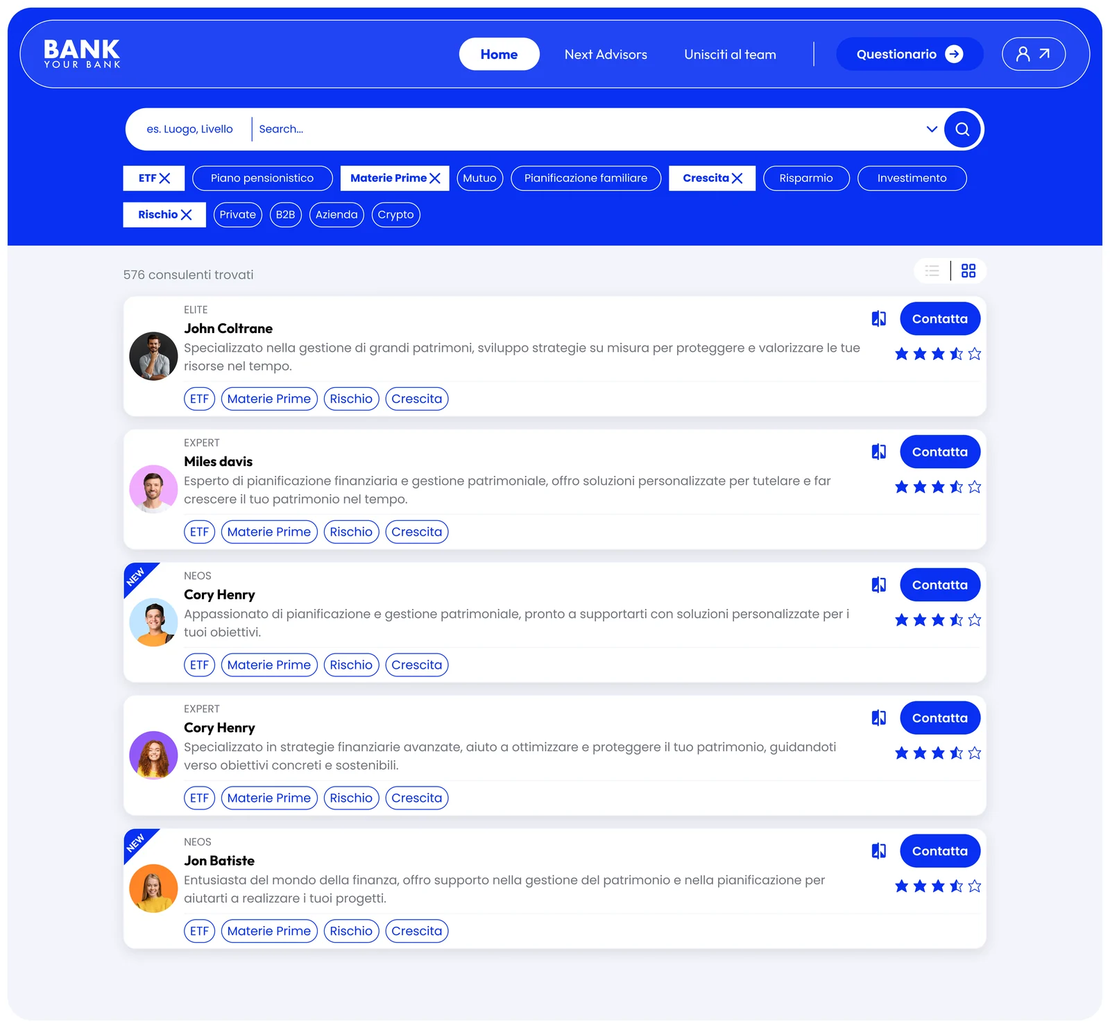 Advisor search results